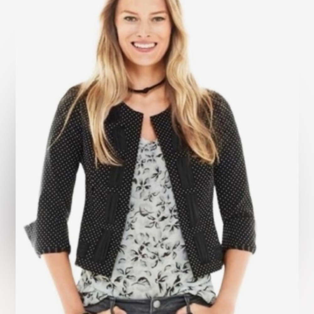 CAbi Terrace black white and gray split back cami top size small